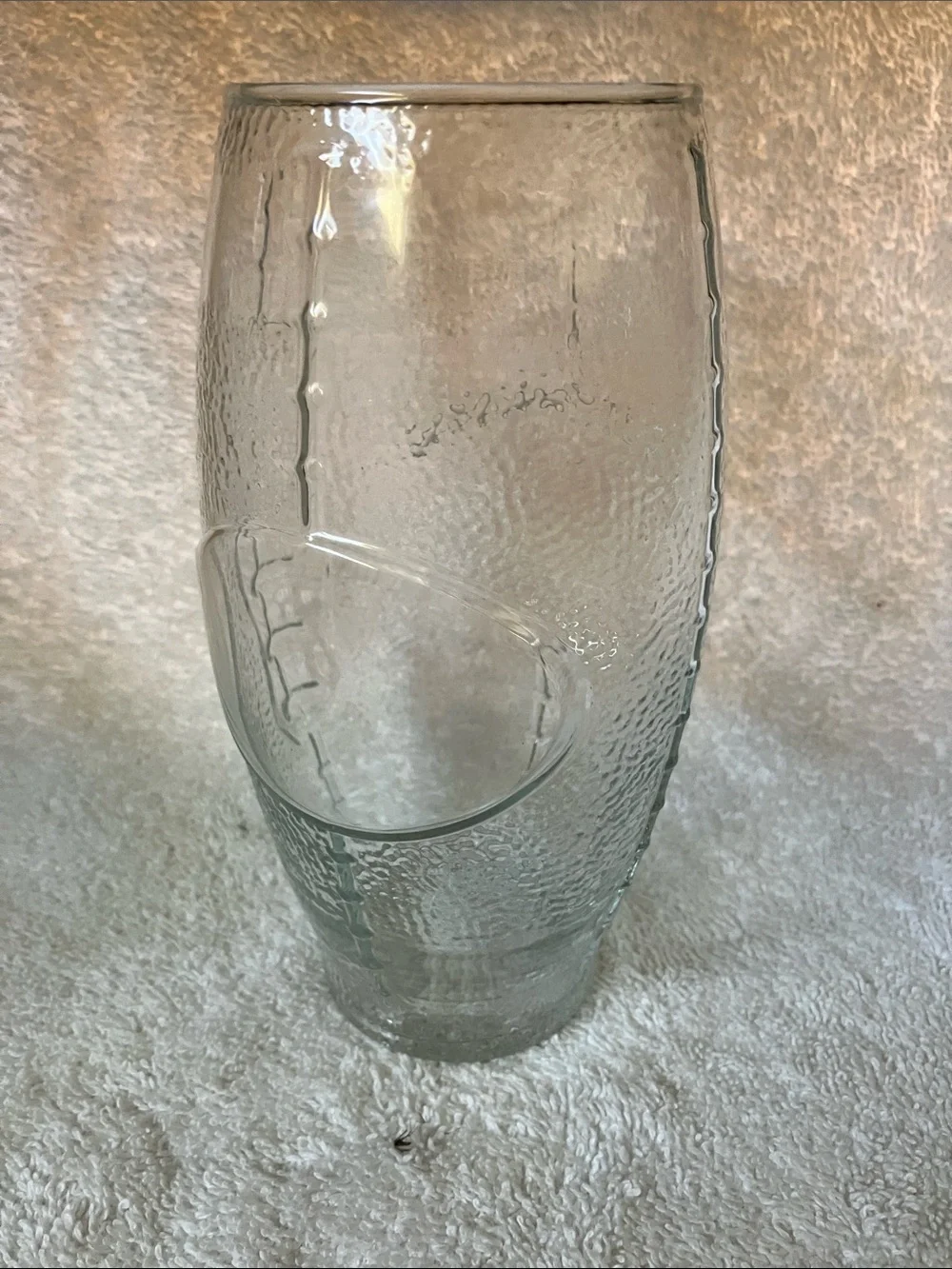 2 Clear Textured Glass Football Tumblers Libbey Man Cave